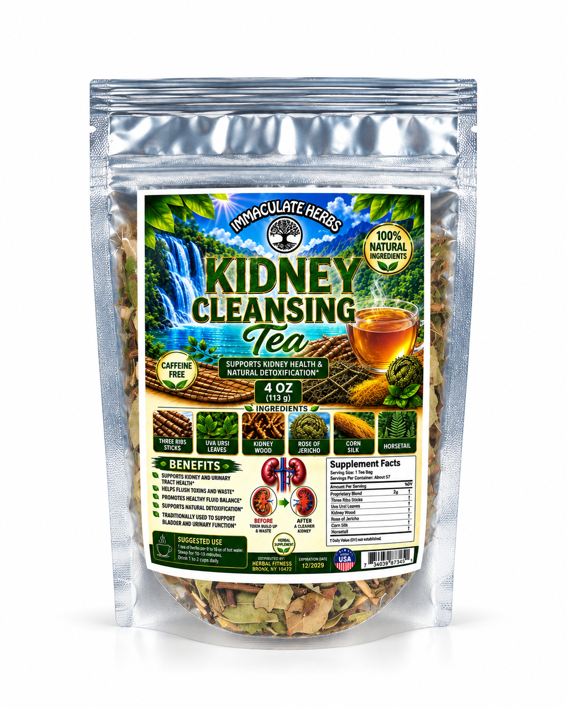 Immaculate Herbs Kidney Cleansing Tea – 4 oz (113 g)