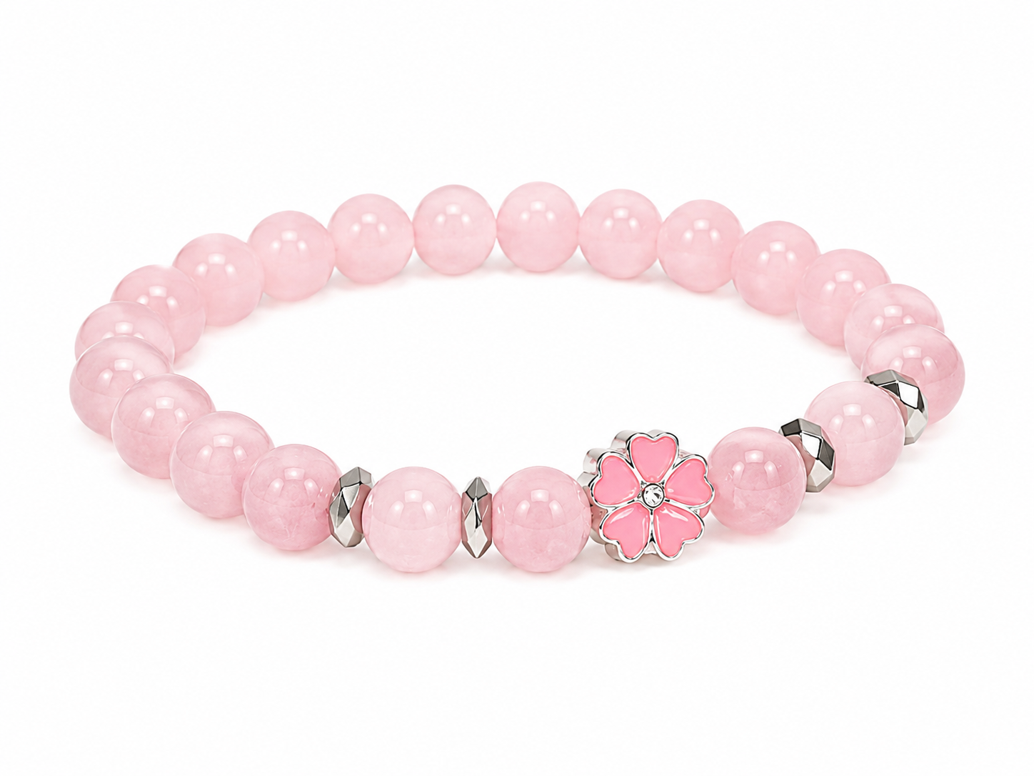 Rose Quartz Flower Bracelet