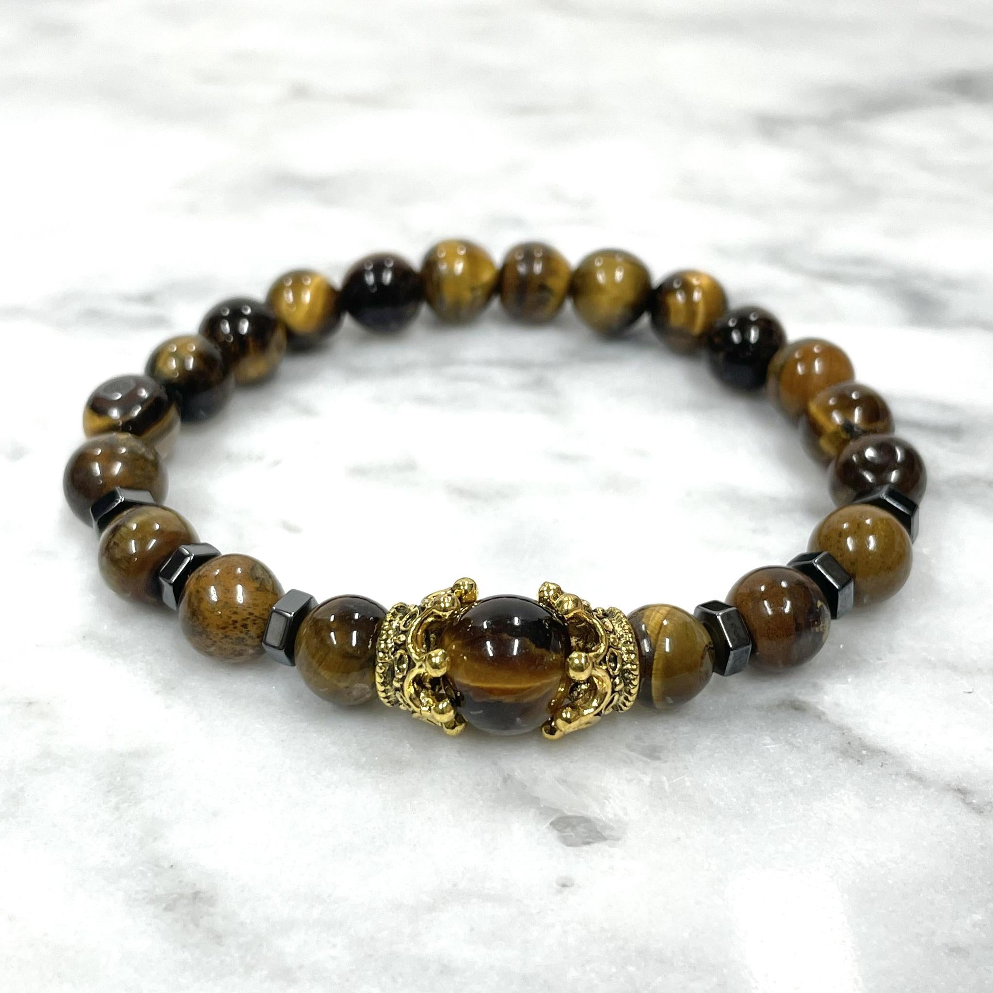 Tiger Eye Double Crown Bracelet