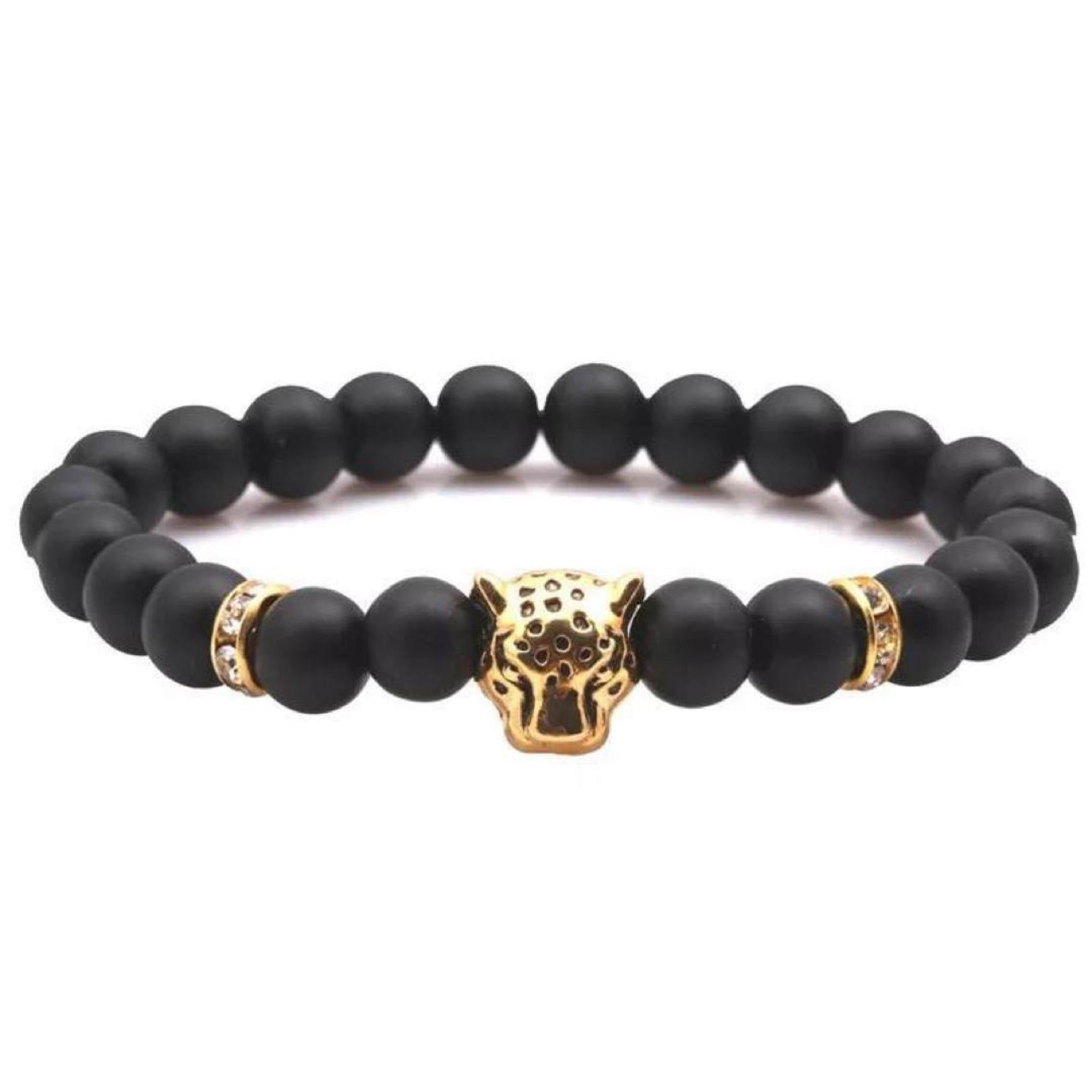 Gold Tiger Black Stone Bracelet